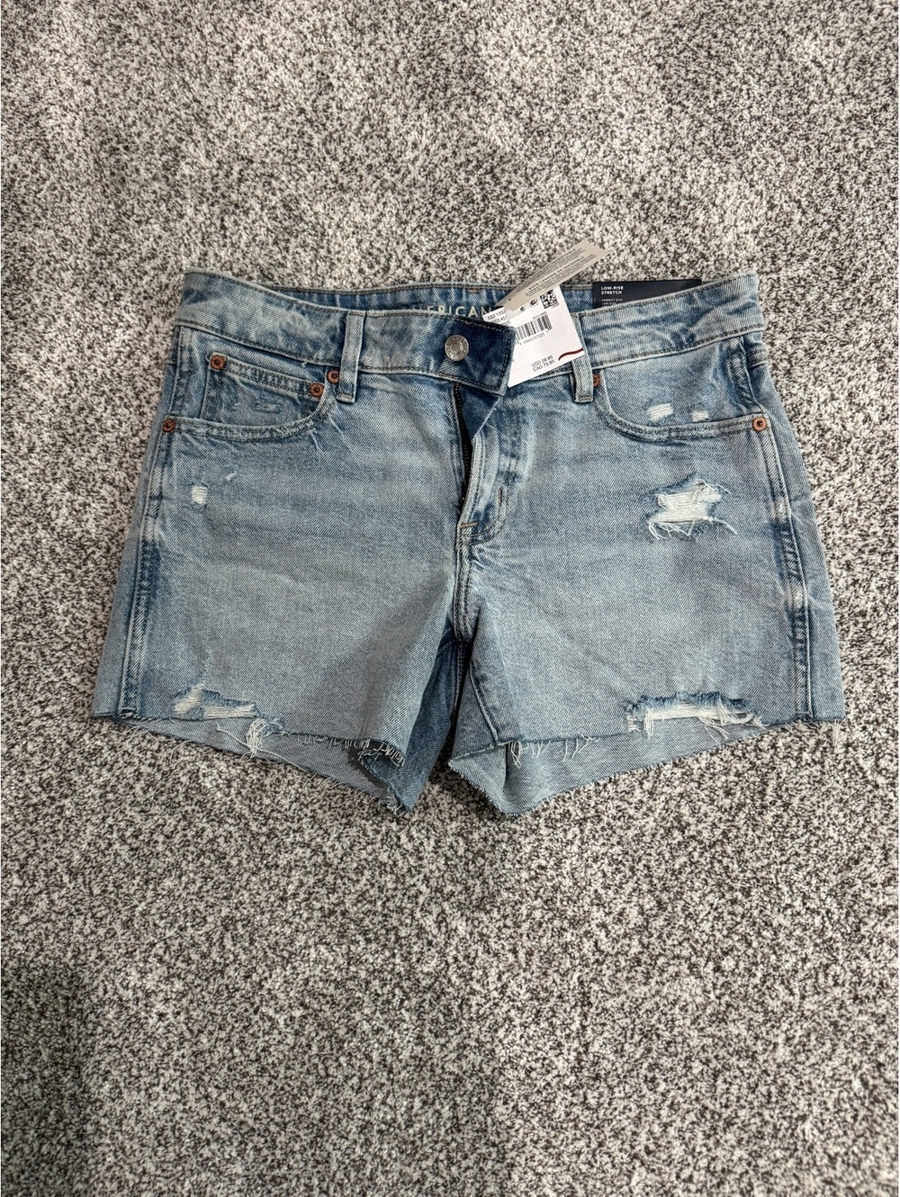 American Eagle Perfect Midi Denim Shorts Women’s Size 6 / 28W Low Rise Stretch